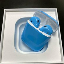 Фото товара Apple AirPods 2 Color (беспроводная зарядка чехла, gloss light blue)