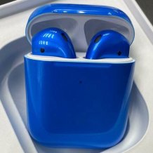 Фото товара Apple AirPods 2 Color (беспроводная зарядка чехла, gloss medium blue)