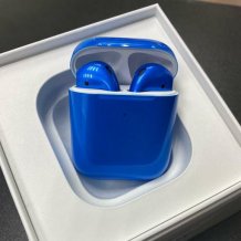 Фото товара Apple AirPods 2 Color (беспроводная зарядка чехла, gloss medium blue)