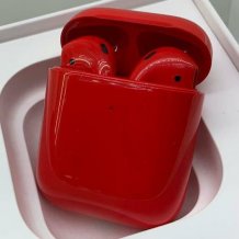 Bluetooth-гарнитура Apple AirPods 2 Color (беспроводная зарядка чехла, Premium gloss red)