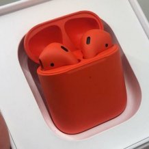 Bluetooth-гарнитура Apple AirPods 2 Color (беспроводная зарядка чехла, Premium matt orange)