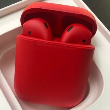 Bluetooth-гарнитура Apple AirPods 2 Color (беспроводная зарядка чехла, Premium matt red)