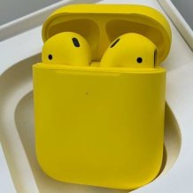 Bluetooth-гарнитура Apple AirPods 2 Color (беспроводная зарядка чехла, Premium matt yellow)