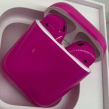 Bluetooth-гарнитура Apple AirPods 2 Color (беспроводная зарядка чехла, gloss bright pink)