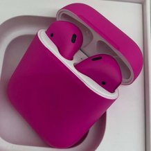 Bluetooth-гарнитура Apple AirPods 2 Color (беспроводная зарядка чехла, matt bright pink)