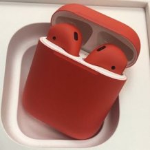 Bluetooth-гарнитура Apple AirPods 2 Color (беспроводная зарядка чехла, matt red)