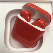 Bluetooth-гарнитура Apple AirPods 2 Color (без беспроводной зарядки чехла, gloss red)