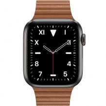 Фото товара Apple Watch Edition Series 5 GPS + Cellular 44mm (Space Black Titanium Case with Saddle Brown Leather Loop)