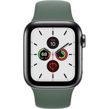 Фото товара Apple Watch Series 5 GPS + Cellular 44mm (Space Black Stainless Steel Case with Pine Green Sport Band)