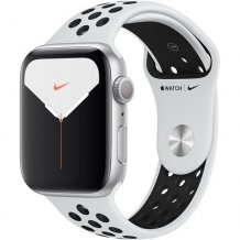 Фото товара Apple Watch Series 5 GPS 44mm (Silver Aluminium Case with Pure Platinum/Black Nike Sport Band)