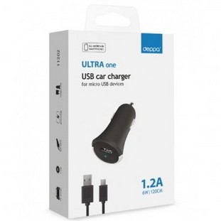 Фото товара Deppa АЗУ USB 1.2А, дата-кабель micro USB, Ultra (черный)