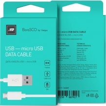 Фото товара BoraSCO USB - microUSB 2A 1м (белый)