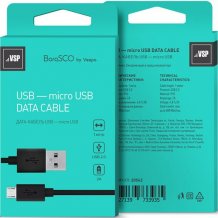 Фото товара BoraSCO USB - microUSB 2A 1м (черный)