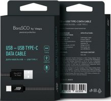 Фото товара BoraSCO USB - USB Type-C 3A 1м плоский в нейлоновой оплетке (черный)