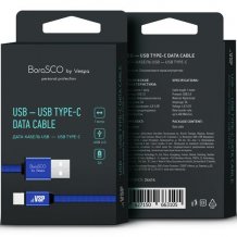Фото товара BoraSCO USB - USB Type-C 3A 1м плоский в нейлоновой оплетке (синий)