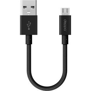 Data-кабель Deppa Alum Short USB - micro USB (0.15м, нейлоновая оплетка, черный)