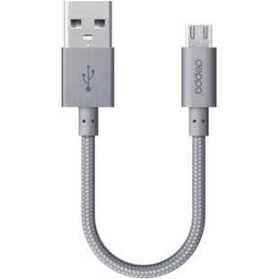Data-кабель Deppa Alum Short USB - micro USB (0.15м, нейлоновая оплетка, графит)