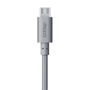 Фото товара Deppa Alum Short USB - micro USB (0.15м, нейлоновая оплетка, графит)