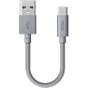 Фото товара Deppa Alum Short USB - USB Type-C (0.15м, нейлоновая оплетка, графит)
