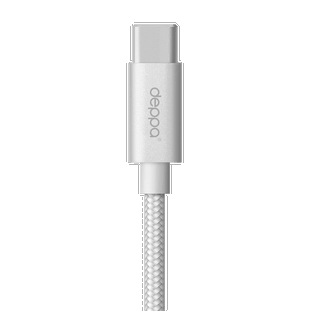 Фото товара Deppa Alum Short USB - USB Type-C (0.15м, нейлоновая оплетка, серебро)