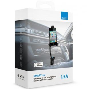 Фото товара Deppa автомобильный с зарядным устройством Smart One MFI для смартфонов (3.5''-5.7'', черный)