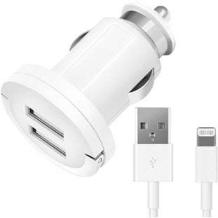 Фото товара Deppa АЗУ 2 USB 2.1А, дата-кабель 8-pin для Apple (белый)