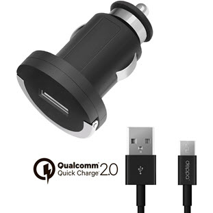 Зарядное устройство Deppa АЗУ USB Quick Charge 2.0, дата-кабель microUSB, Ultra (черный)