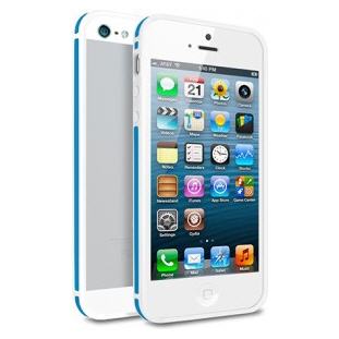 Чехол Deppa Slim Bumper для Apple iPhone 5/5S (белый/синий)