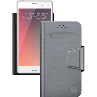 Чехол Deppa Wallet Fold L универсальный для смартфонов 5.5"-6.5" (серый)