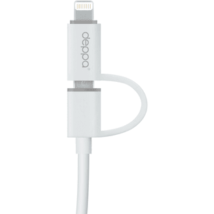 Фото товара Deppa 2 в 1: micro USB, Apple 8-pin (1.2м, белый)