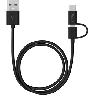 Data-кабель Deppa 2 в 1: micro USB, Type-C (1.2м, черный)