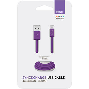 Фото товара Deppa USB - micro USB (1.2м, фиолетовый)