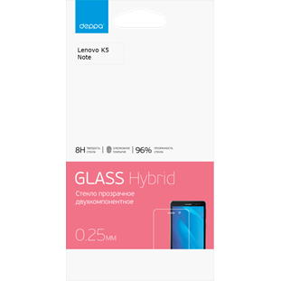 Защитное стекло Deppa Hybrid для Lenovo K5 Note (прозрачное, 0.25мм)