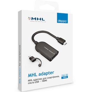 Фото товара Deppa MHL для смартфонов microUSB - HDMI (0.15м, черный)