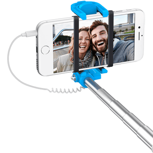 Монопод Deppa Selfie Mini (проводной, голубой)