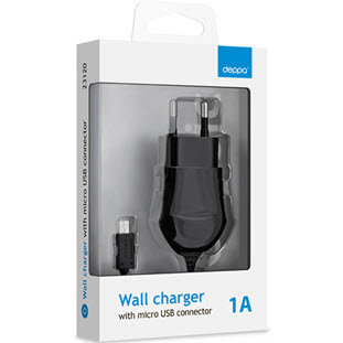 Фото товара Deppa СЗУ+кабель micro USB, 1A (черный)