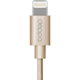 Фото товара Deppa USB - 8-pin для Apple (MFI, 1.2м, нейлоновая оплетка, золотой)