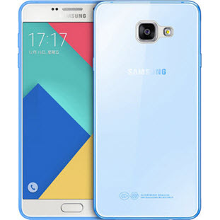 Чехол Gecko силиконовый для Samsung Galaxy A3 2016 (глянцевый прозрачный синий)