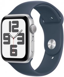 Умные часы Apple Watch SE (2023) 44mm Silver Aluminium Case with Storm Blue Sport Band (GPS) (размер S/M)