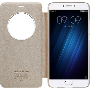 Фото товара Nillkin Sparkle Leather книжка с окошком для Meizu M3E (золотой)