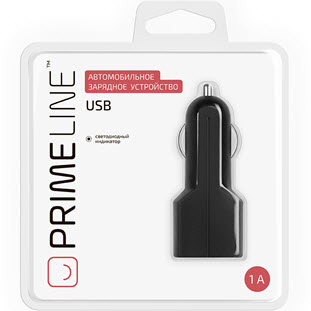 Фото товара Prime Line АЗУ USB (1А, черный)