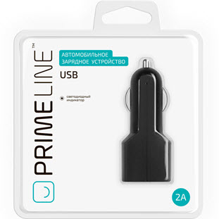 Фото товара Prime Line АЗУ USB (2А, черный)