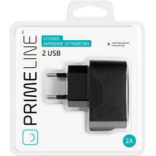 Фото товара Prime Line СЗУ 2 USB (2А, белый)