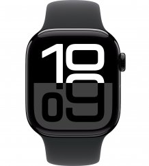 Фото товара Apple Watch Series 10 46 mm Jet Black Aluminum Case with Black Sport Band (GPS) (размер S/M)