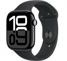 Умные часы Apple Watch Series 10 46 mm Jet Black Aluminum Case with Black Sport Band (GPS) (размер S/M)