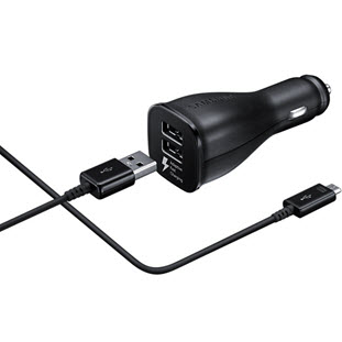 Зарядное устройство Samsung EP-LN920BBEGRU автомобильное 2 USB + кабель (3.67А, черный)