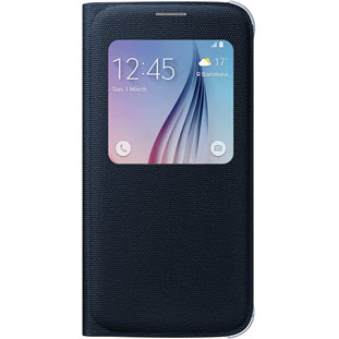 Чехол Samsung S-View Cover Fabric книжка с окошком для Galaxy S6 (EF-CG920BBEGRU, черный)