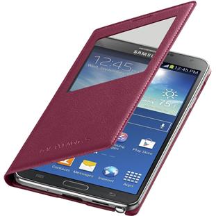 Чехол Samsung S-View Cover книжка с окошком для Galaxy Note 3 (малиновый)