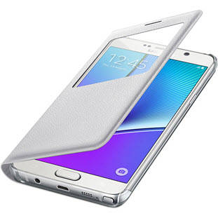 Чехол Samsung S-View Cover книжка с окошком для Galaxy Note 5 (EF-CN920PWEGRU, белый)