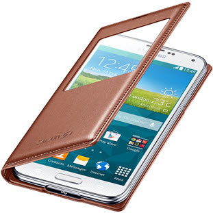 Чехол Samsung S-View Cover книжка с окошком для Galaxy S5 (EF-CG900BFEGRU, золотой)